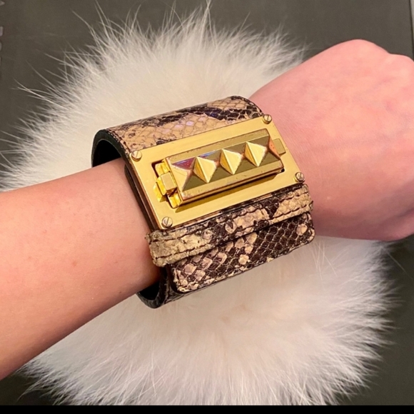 Tory Burch Cuff Snakeskin and Gold Studd - Picture 3 of 12